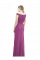 Affordable Full Length Long Chiffon Bridesmaid Dress with Boat Neck
