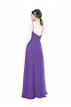 Affordable Long Chiffon A-Line Bridesmaid Dress with Deep V-Neckline and Side Slit