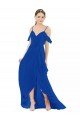 Affordable High Low Boho Bridesmaid Dress with Cold Shoulder Sleeves