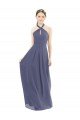 Affordable High Halter Neck Chiffon Bridesmaid Dress with Twist-Tie