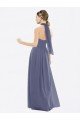 Affordable High Halter Neck Chiffon Bridesmaid Dress with Twist-Tie