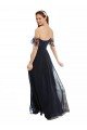 Affordable Boho Bridesmaid Dress with Beaded Embroidered Bodice and Flutter Cap Sleeves