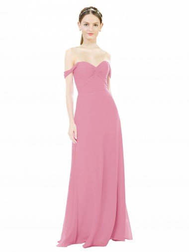 Affordable Fitted Sweetheart Bodice Chiffon Bridesmaid Dress with Draped Cap Sleeves
