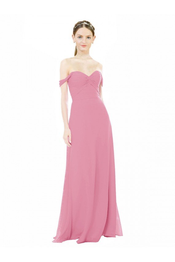 Affordable Fitted Sweetheart Bodice Chiffon Bridesmaid Dress with Draped Cap Sleeves