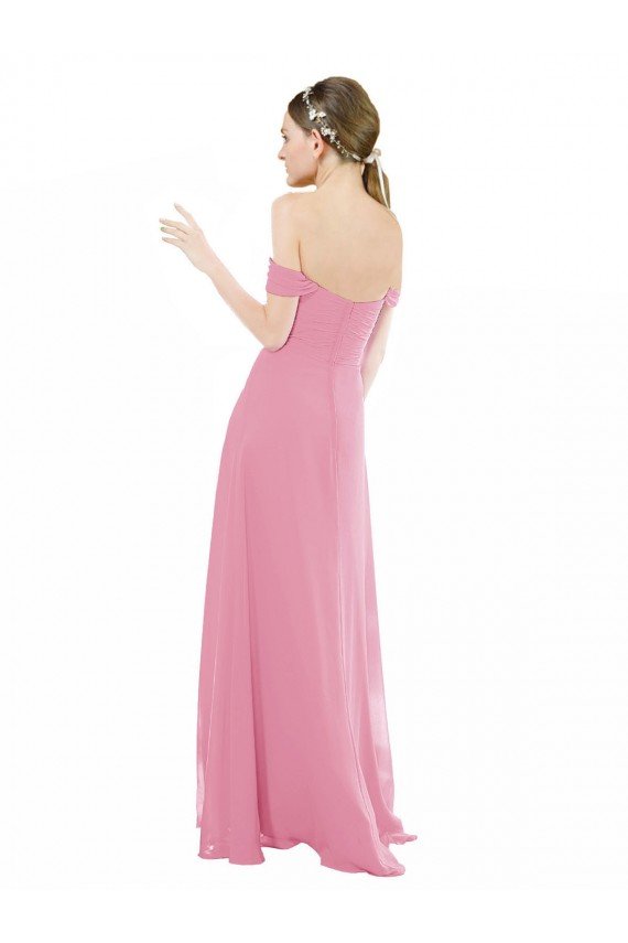 Affordable Fitted Sweetheart Bodice Chiffon Bridesmaid Dress with Draped Cap Sleeves