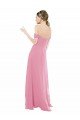Affordable Fitted Sweetheart Bodice Chiffon Bridesmaid Dress with Draped Cap Sleeves