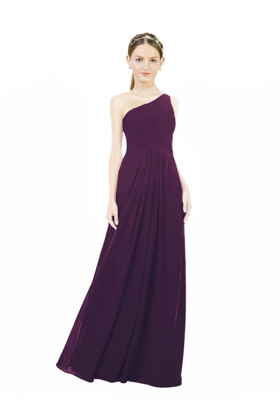 Affordable One Shoulder Chiffon Bridesmaid Dress with Draped Bodice