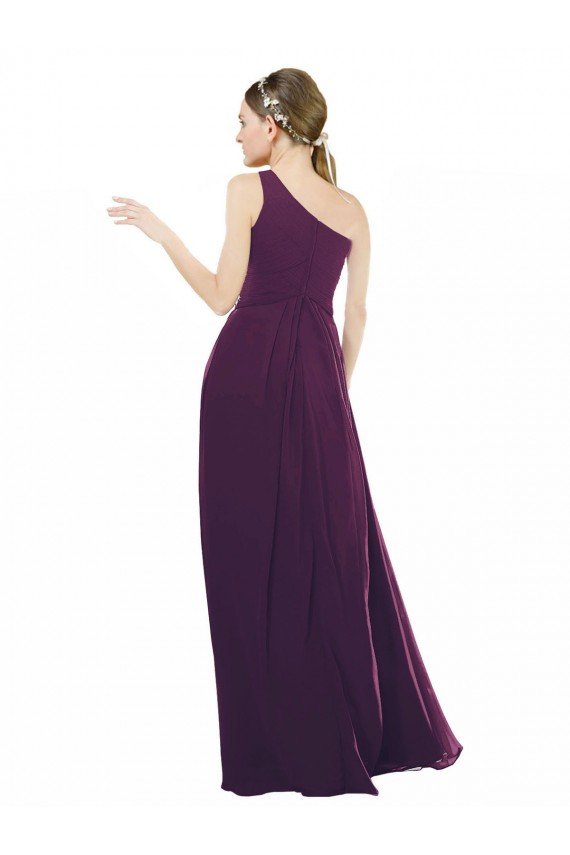 Affordable One Shoulder Chiffon Bridesmaid Dress with Draped Bodice