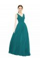 Affordable Figure Flattering Chiffon Bridesmaid Dress with Draped V-Neck Bodice