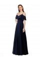 Affordable Chiffon Bridesmaids Dress with Off the Shoulder Ruffle Detail
