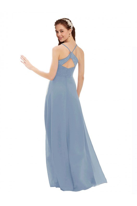 Affordable Sexy Chiffon Bridesmaid Dress with V-Neck Lace Bodice