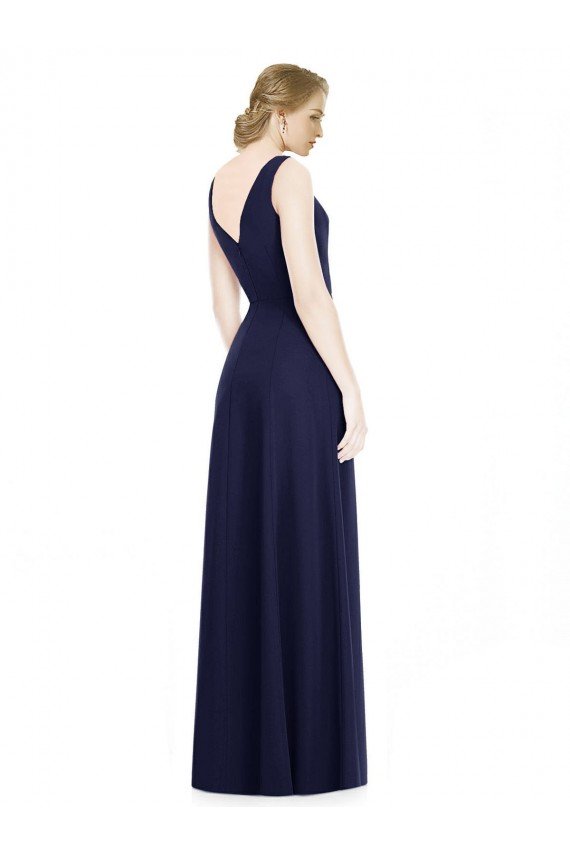 Affordable Cowl Neck Deep V-Back Chiffon Bridesmaid Dress with Side Front Slits