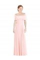 Affordable Off the Shoulder Long Bridesmaid Dress With Ruffle Overlay