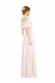 Affordable Off the Shoulder Long Bridesmaid Dress With Ruffle Overlay