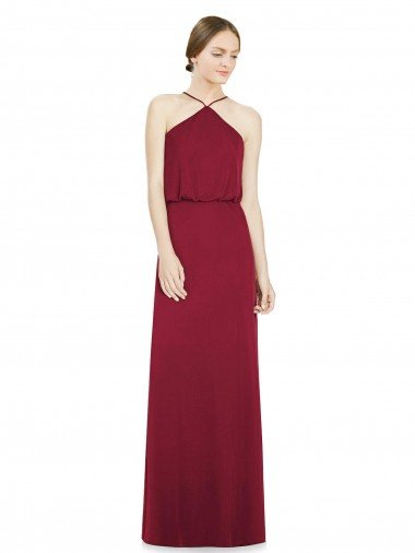 Affordable Sleek Halter Neck A-Line Chiffon Bridesmaid Dress