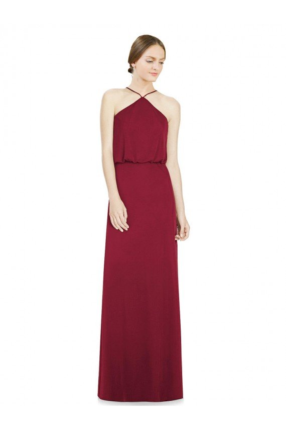 Affordable Sleek Halter Neck A-Line Chiffon Bridesmaid Dress