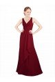 Affordable Twist-Knot V-Neckline Long Chiffon Bridesmaid Dress