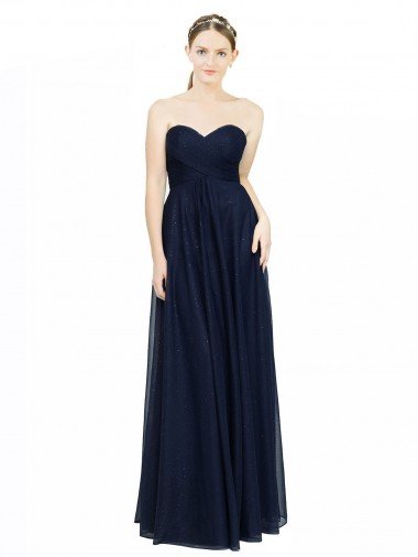 Affordable Strapless Sweetheart Long Chiffon Bridesmaid Dress Low Back