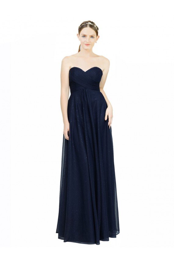 Affordable Strapless Sweetheart Long Chiffon Bridesmaid Dress Low Back