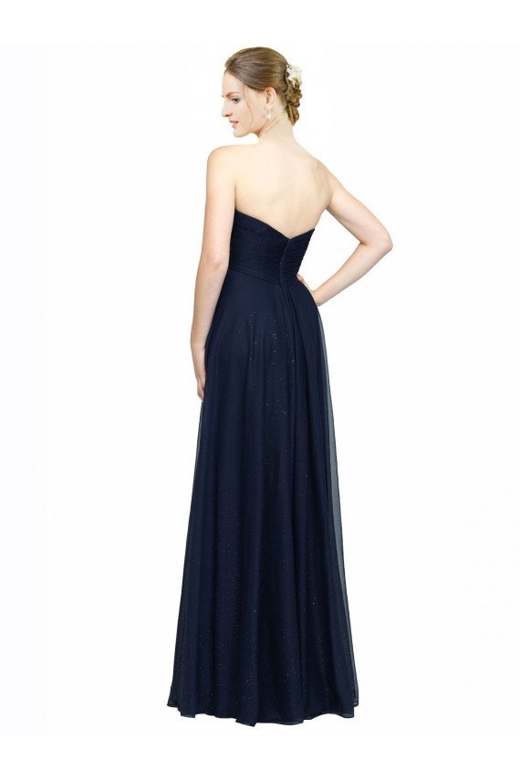 Affordable Strapless Sweetheart Long Chiffon Bridesmaid Dress Low Back