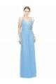 Affordable Double Straps Shoulder V-Neck Sheath Chiffon Bridesmaid Dress with Keyhole Back