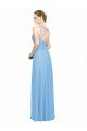 Affordable Double Straps Shoulder V-Neck Sheath Chiffon Bridesmaid Dress with Keyhole Back