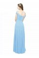 Affordable Off the Shoulder Bateau Neck Chiffon Bridesmaid Dress with Straps