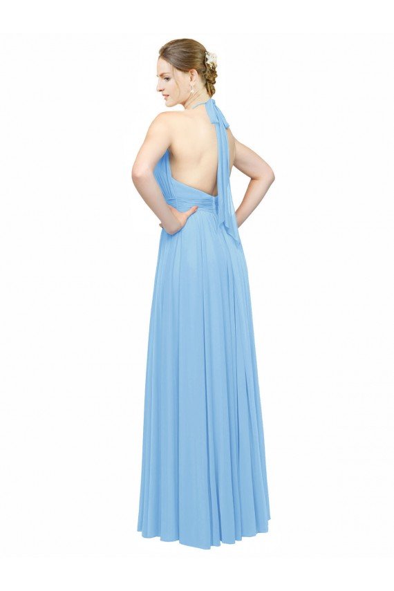 Affordable Keyhole Front Sheath Chiffon Bridesmaid Dress with Open Tie Back