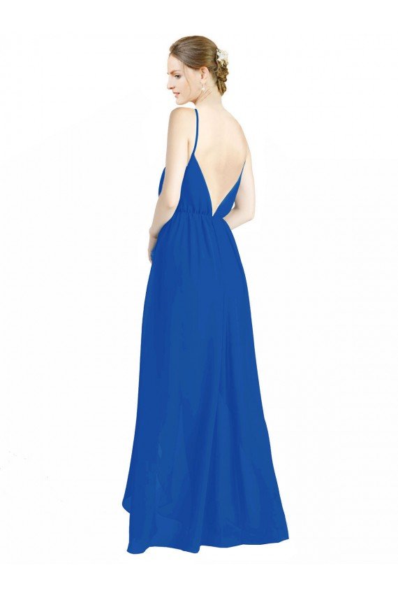 Affordable Sleeveless Surplice Chiffon Bridesmaid Dress with Spaghetti Straps