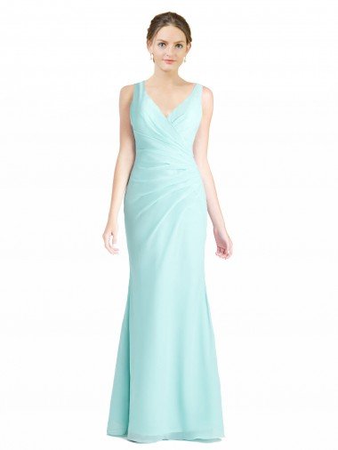 Affordable Ruched Bodice Sweetheart Chiffon Bridesmaid Dress with Lace Back