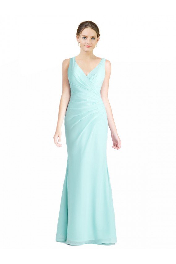Affordable Ruched Bodice Sweetheart Chiffon Bridesmaid Dress with Lace Back
