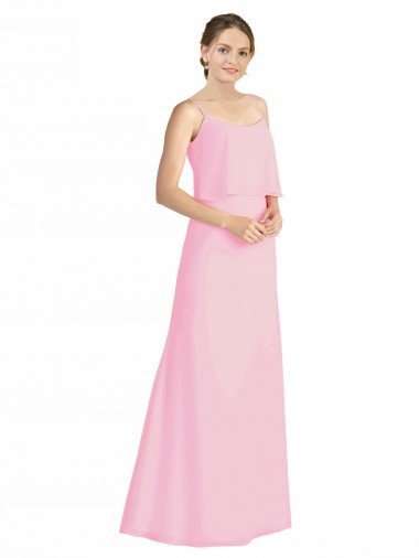 Affordable Spaghetti Straps A-Line Chiffon Bridesmaid Dress Low Back