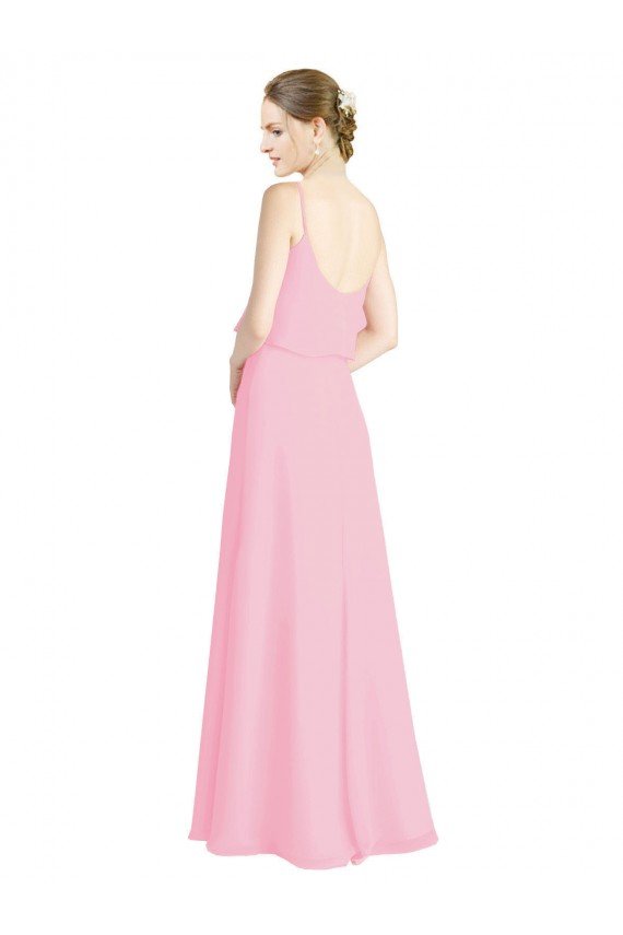 Affordable Spaghetti Straps A-Line Chiffon Bridesmaid Dress Low Back