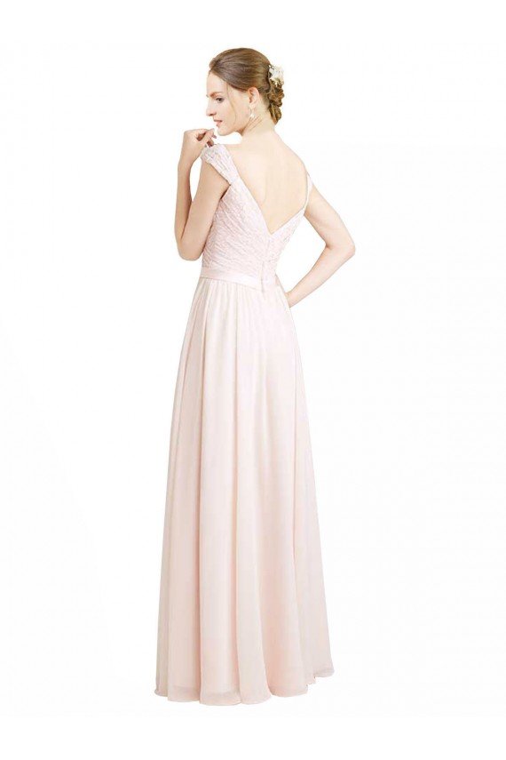 Affordable Sweetheart A-Line Chiffon Bridesmaid Dress with Ruched Lace Bodice