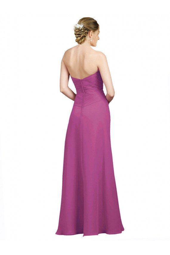 Affordable Sweetheart Neckline Pleated Chiffon Bridesmaid Dress with Low Back