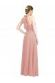 Affordable Ruched Sweetheart Halter Neckline Chiffon Bridesmaid Dress with Tie Open Back