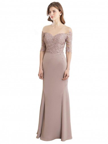 Affordable Sweetheart Neckline Long Sleeves Lace Bridesmaid Dress