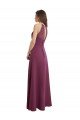Affordable High Neckline Long Chiffon Bridesmaid Dress with Beaded Trim