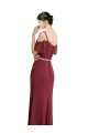 Affordable Draped Cold Shoulder Long Chiffon Bridesmaid Dress with Spaghetti Straps