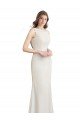 Affordable Long Chiffon Bridesmaid Dress with Boat Neckline and Satin Collar