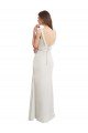Affordable Long Chiffon Bridesmaid Dress with Boat Neckline and Satin Collar