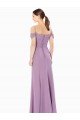 Affordable Draped Off the Shoulder Sweetheart Chiffon Bridesmaid Dress with Button Back