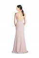 Affordable Long Slim Chiffon Bridesmaid Dress with Ruffled Waist and Keyhole