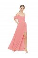 Affordable Draped Off the Shoulder Sleeves Chiffon Bridesmaid Dress