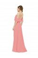 Affordable Draped Off the Shoulder Sleeves Chiffon Bridesmaid Dress