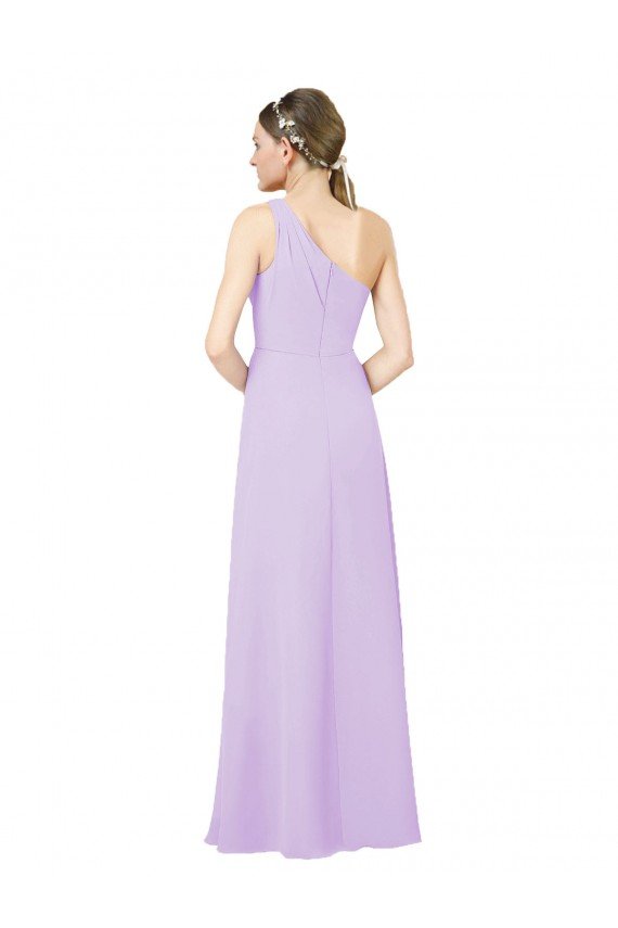 Affordable Grecian Inspired Simple One Shoulder Chiffon Formal Bridesmaid Dress with Ruching