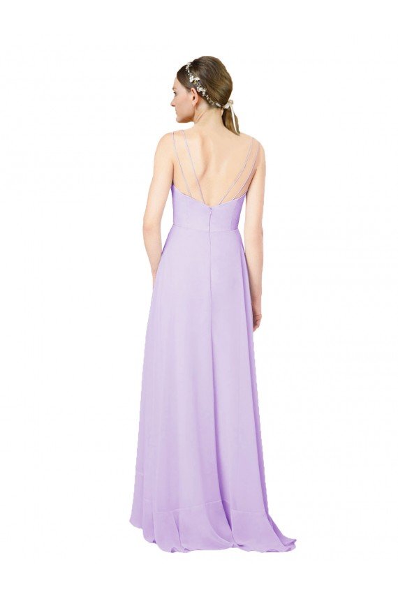 Affordable High-Low Chiffon Bridesmaid Dress with Ruffle Detail