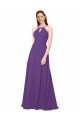 Affordable High Halter Chiffon Bridesmaid Dress with Keyhole
