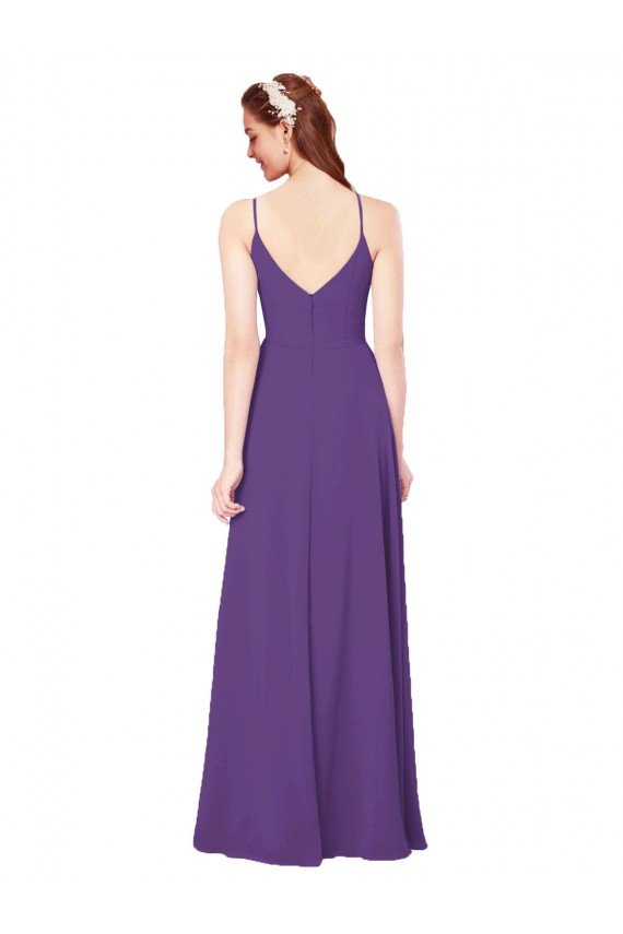Affordable High Halter Chiffon Bridesmaid Dress with Keyhole