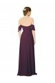 Affordable Romantic Off-Shoulder Chiffon Bridesmaid Dress with Plunging V-Neck